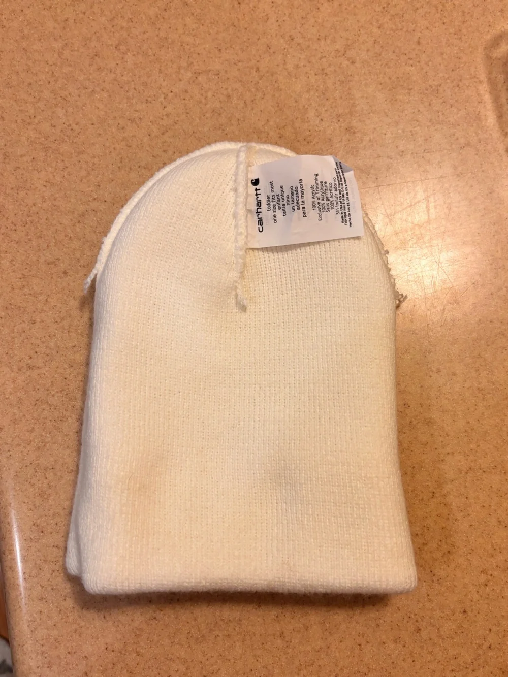 Carhartt Cream Knit Cuffed Beanie with Logo Patch